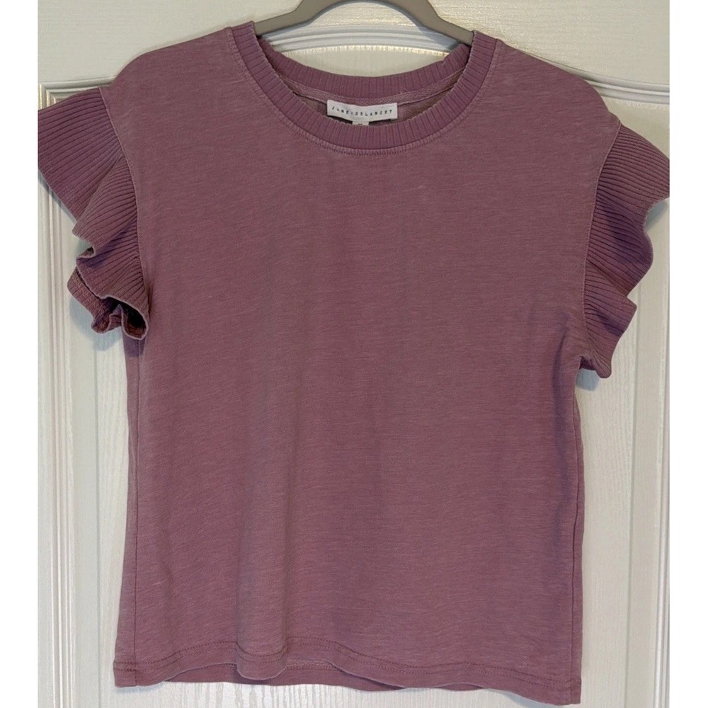 Jane + Delancey Top Womens XS Flutter Sleeve Purple/Mauve SS Shirt NWT